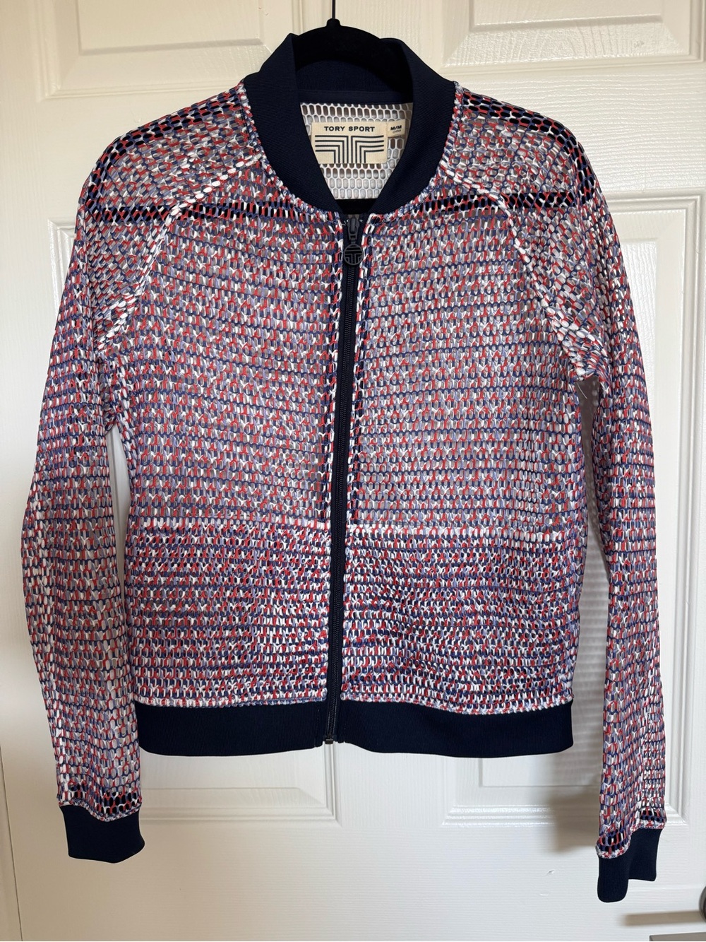 Tory Sport - Woven Multi-Color Bomber Jacket with Navy Trim
